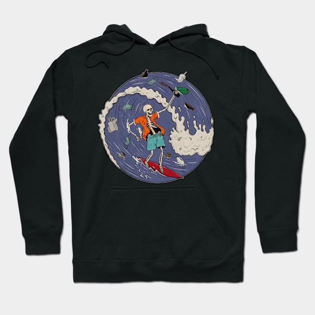 Skeleton Surfing Hoodie by hookk Hope